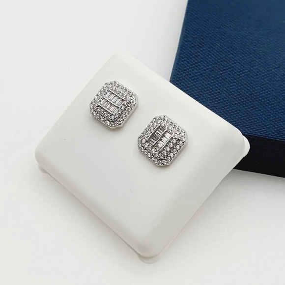 "925 Sterling Silver Plated CZ Earrings, EVBRS562 - Picture 5 of 10